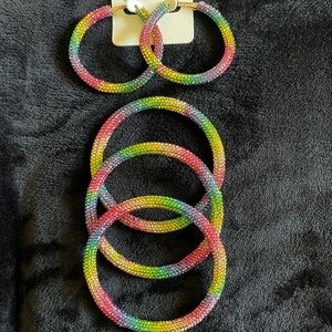 Rainbow earrings and bracelets set